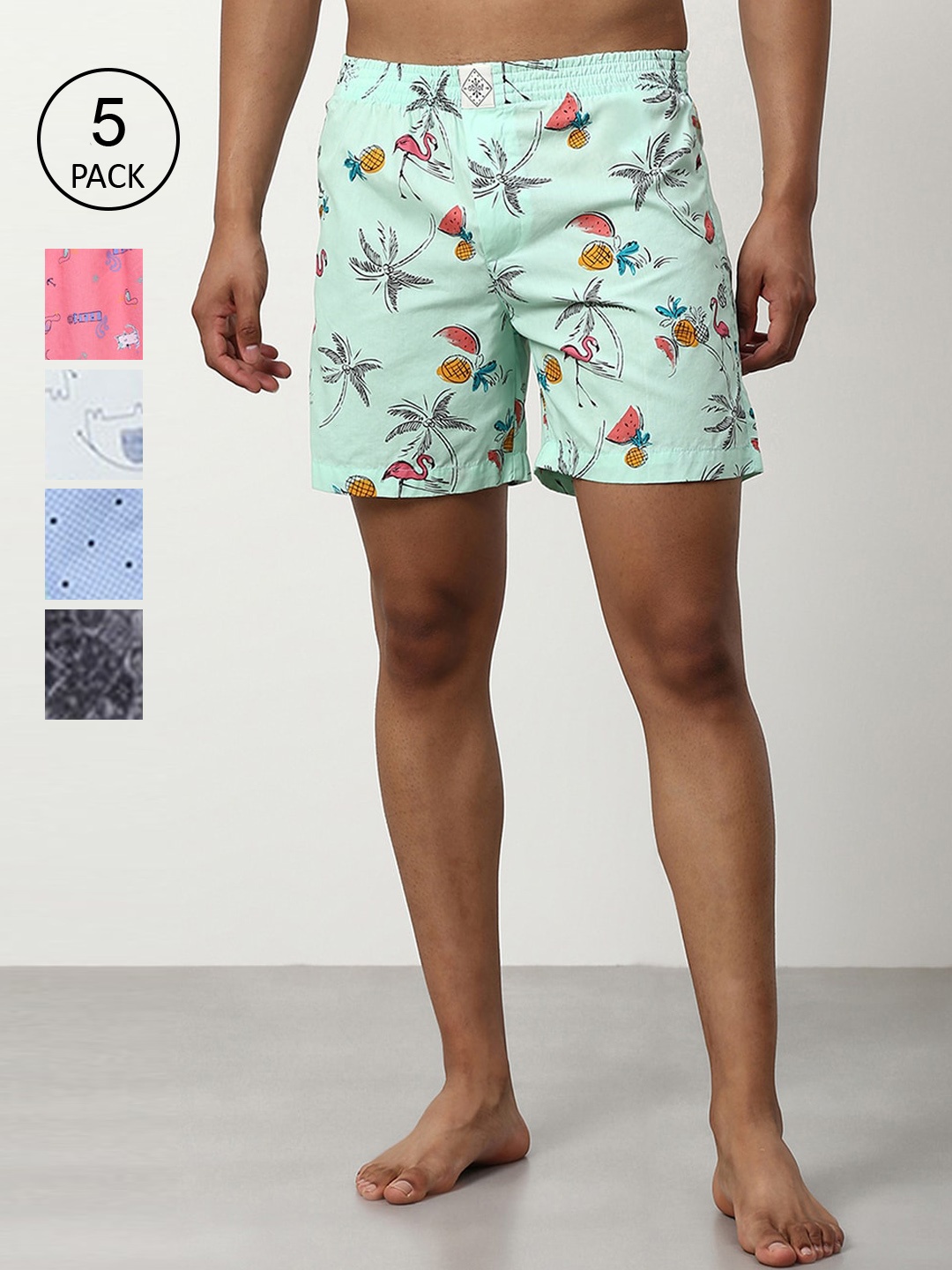 

abof Men Pack Of 5 Floral Printed Shorts, Multi
