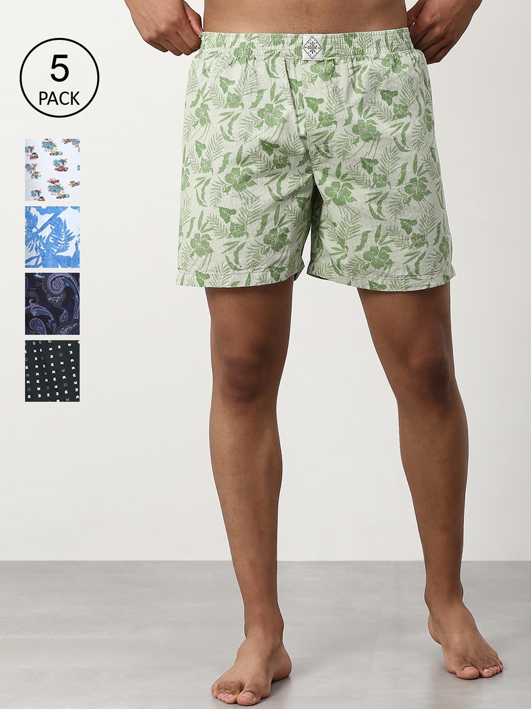 

abof Men Pack Of 5 Floral Printed Shorts, Multi