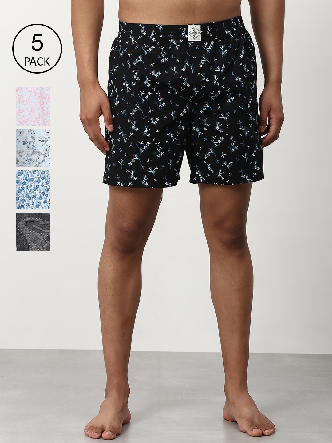 

abof Men Pack Of 5 Floral Printed Shorts, Multi