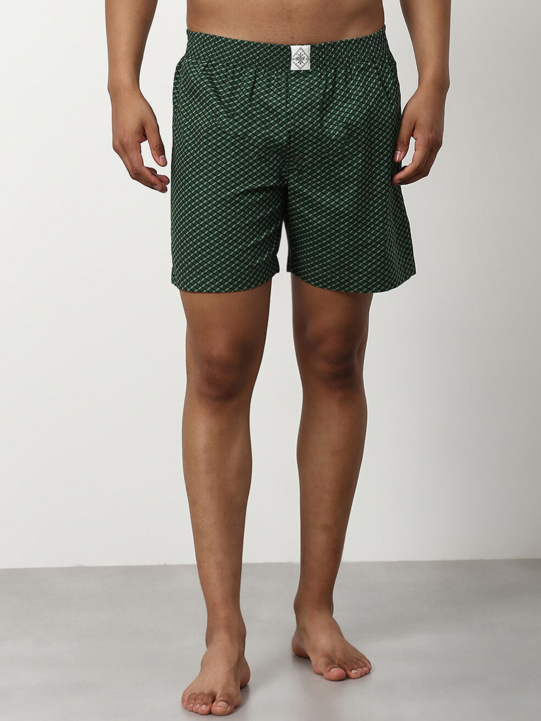 

abof Men Pack Of 3 Conversational Printed Shorts, Green