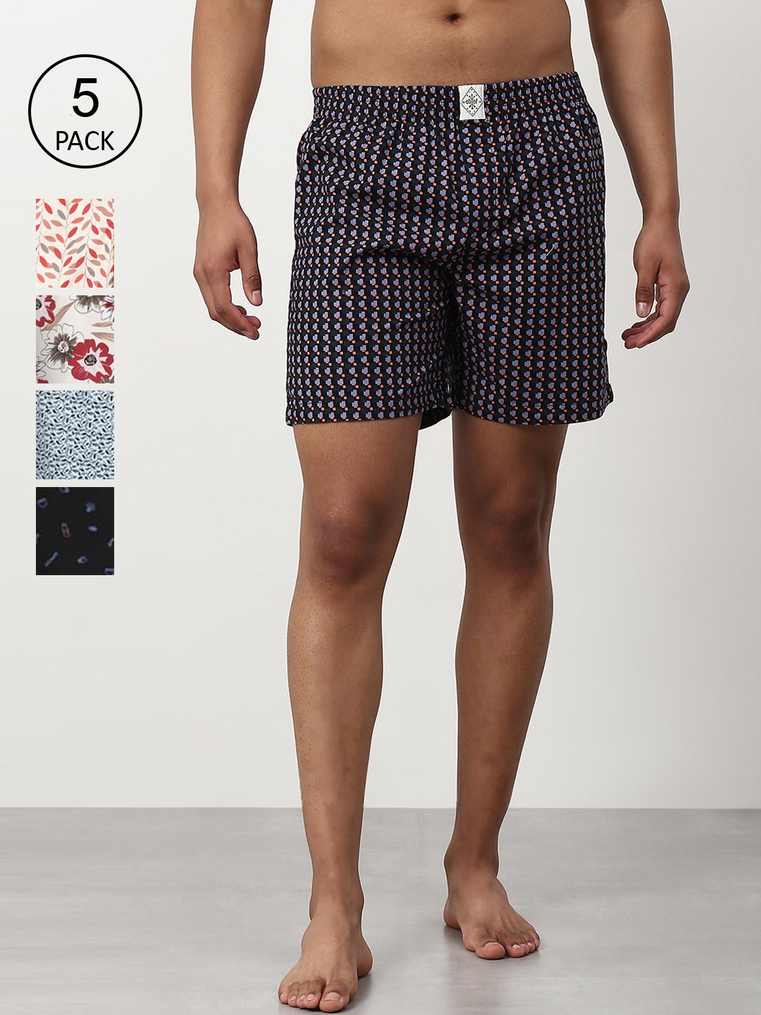 

abof Men Pack Of 5 Floral Printed Shorts, Multi