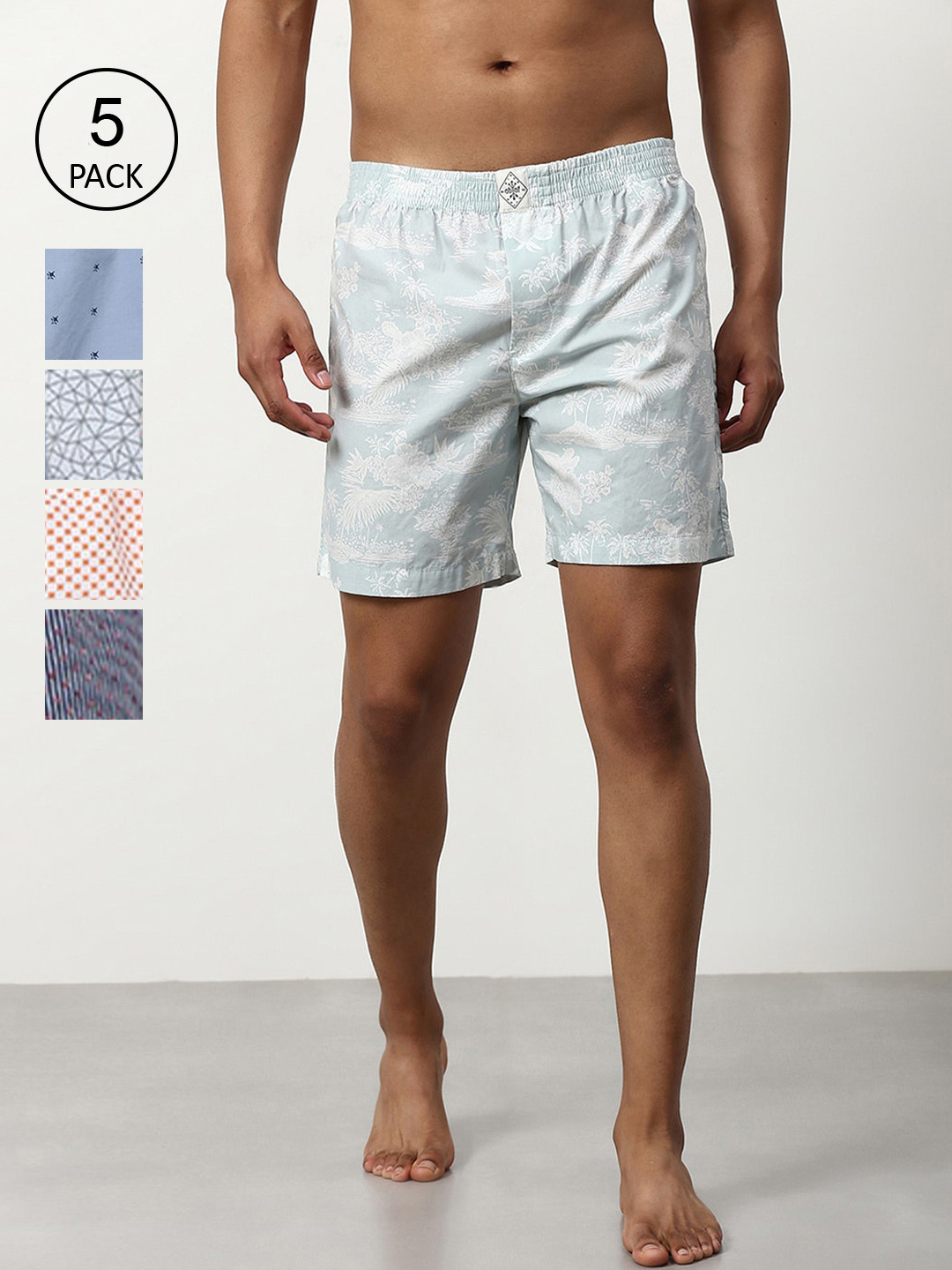 

abof Men Pack Of 5 Floral Printed Shorts, Multi