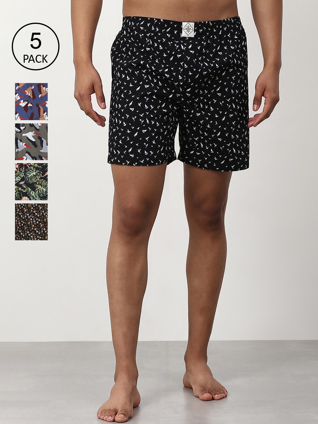 

abof Men Pack Of 5 Floral Printed Shorts, Multi