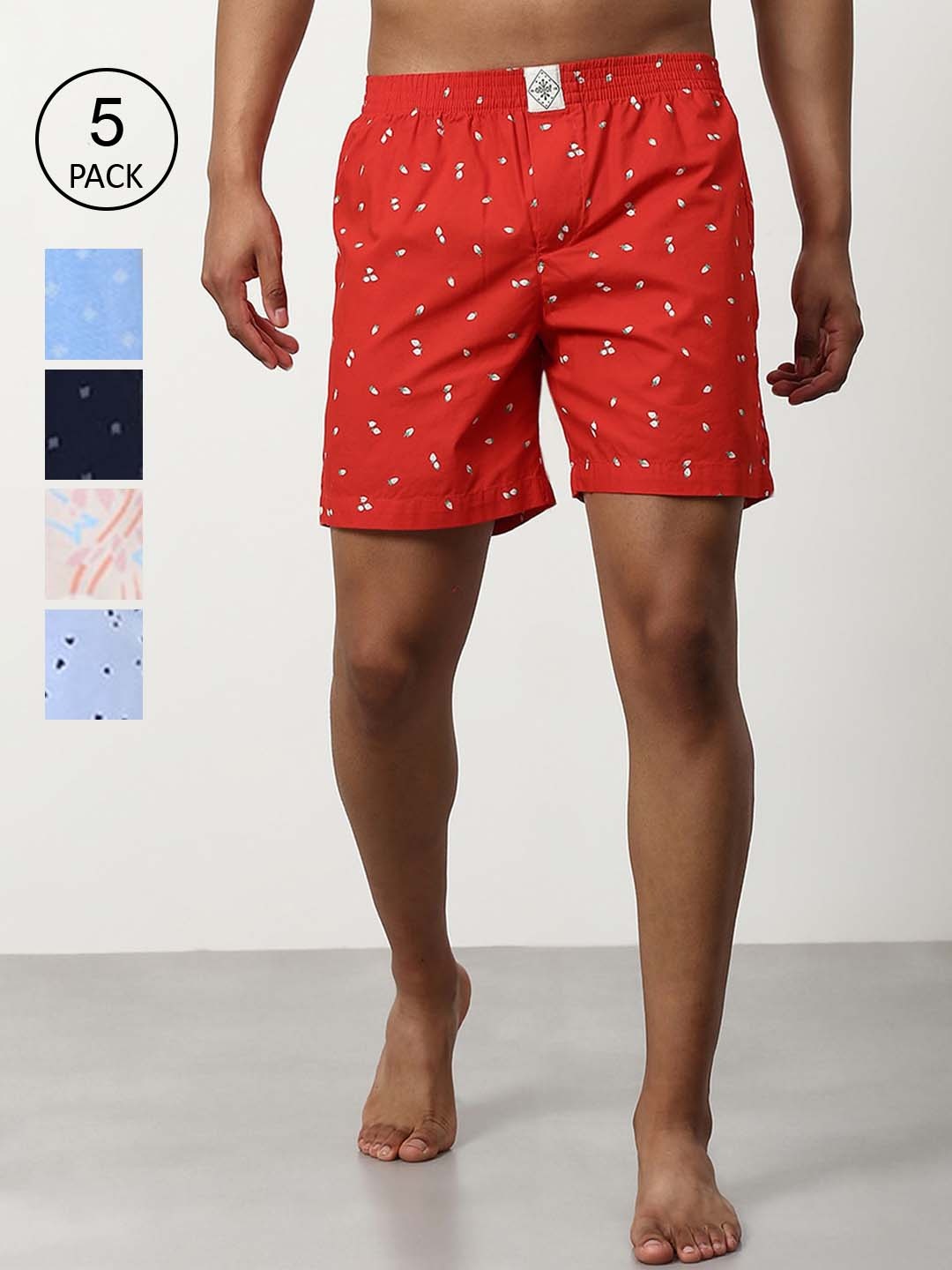 

abof Men Pack Of 5 Conversational Printed Shorts, Multi