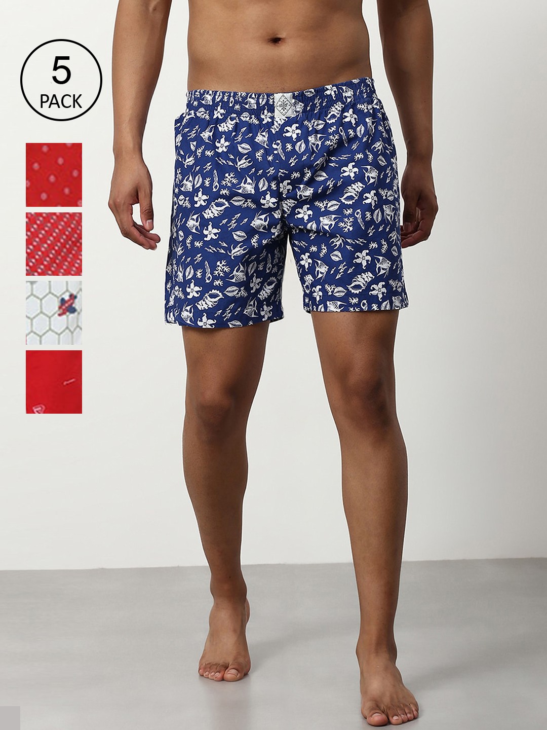 

abof Men Pack Of 5 Floral Printed Shorts, Multi