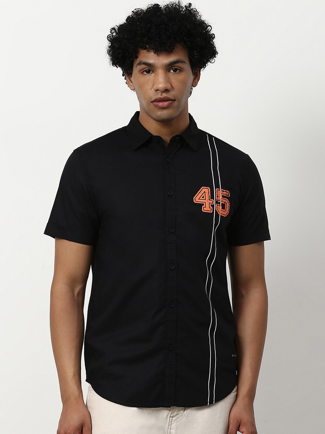 

abof Men Black Printed Casual Shirt