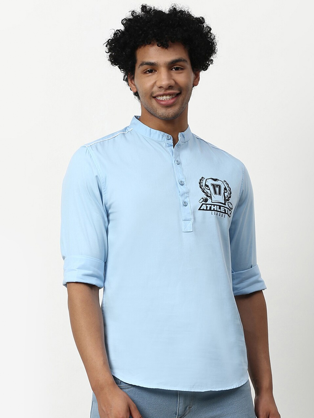 

abof Men Blue Printed Casual Shirt