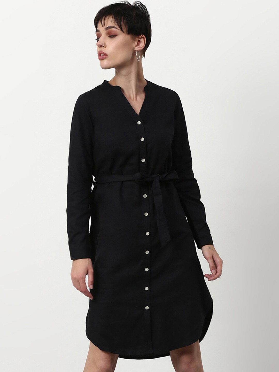 

abof Black Solid Shirt Dress