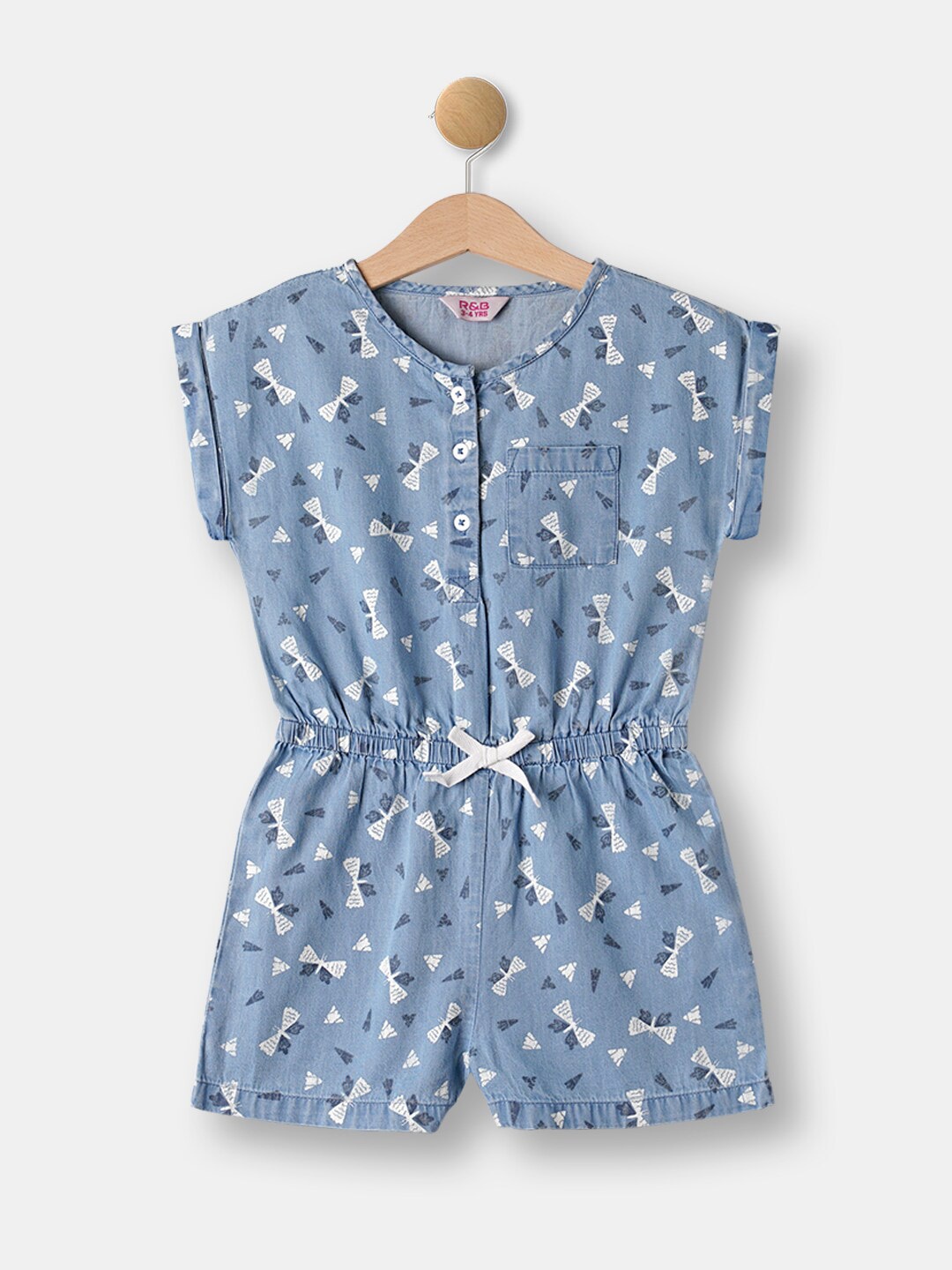 

R&B Girls Blue Conversational Printed Jumpsuit