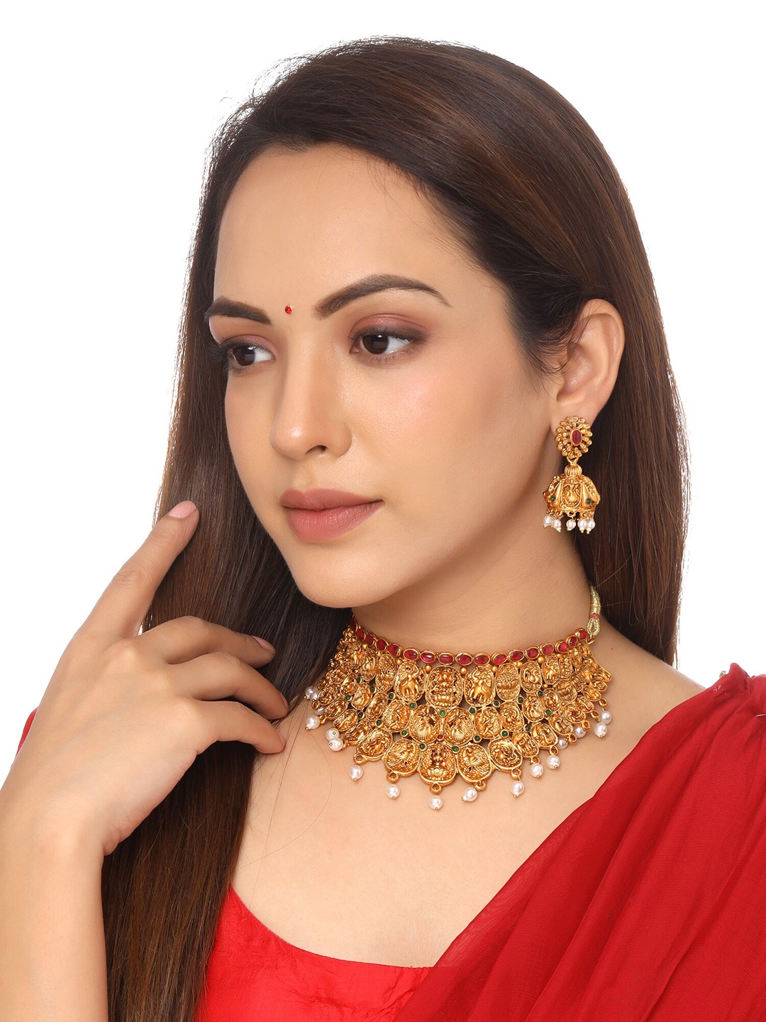 

Yellow Chimes Gold Plated Traditional Antique Choker Jewellery Set