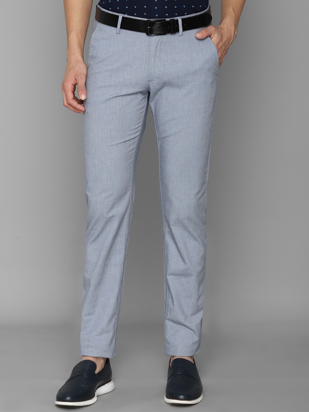 

Allen Solly Men Blue Textured Slim Fit Trousers