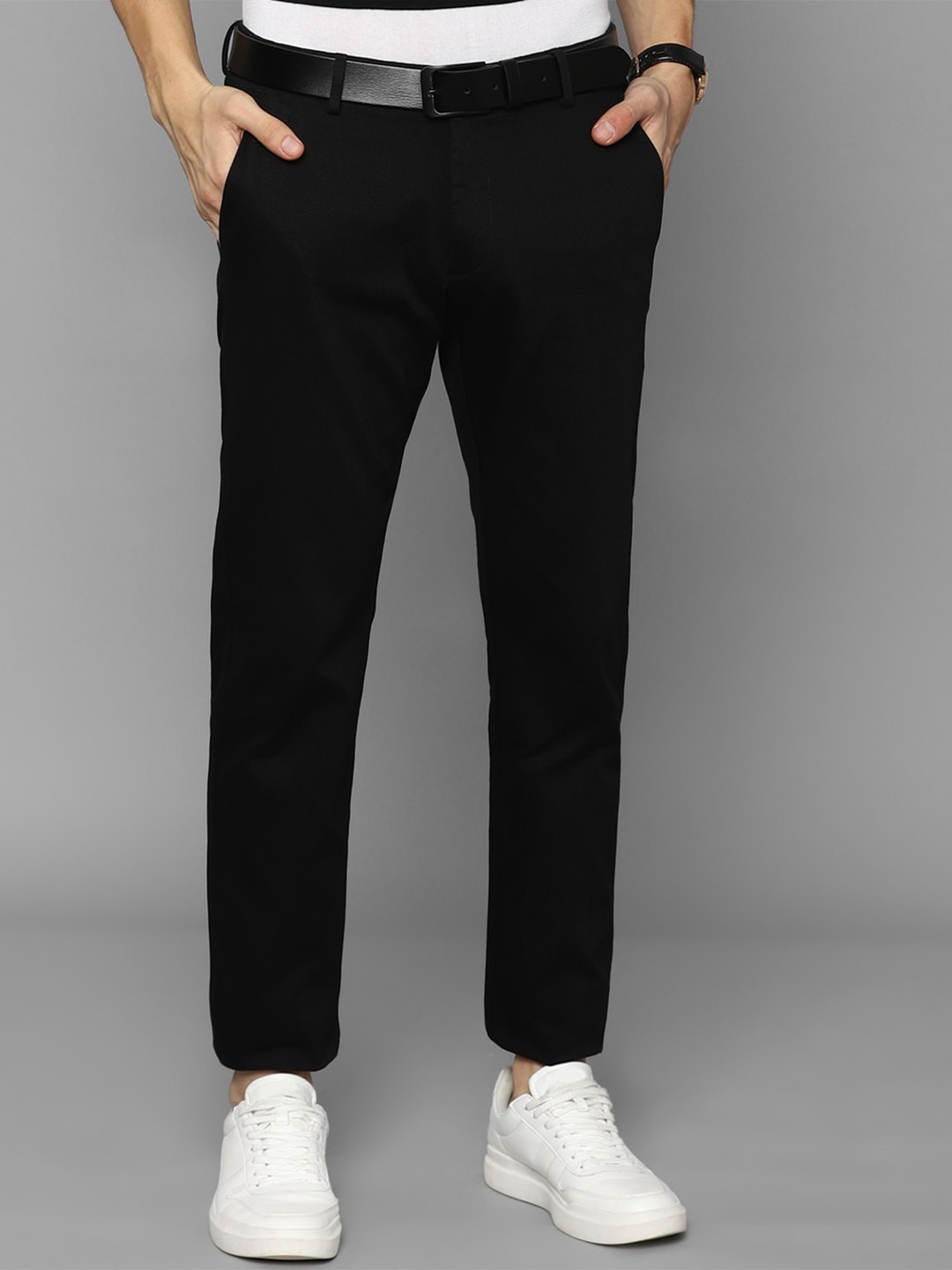 

Allen Solly Men Black Slim Fit Cotton Trousers