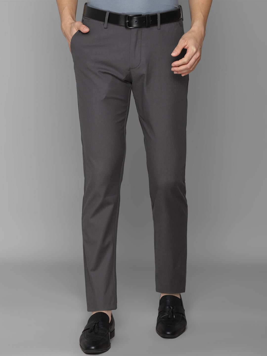 

Allen Solly Men Grey Slim Fit Solid Trousers