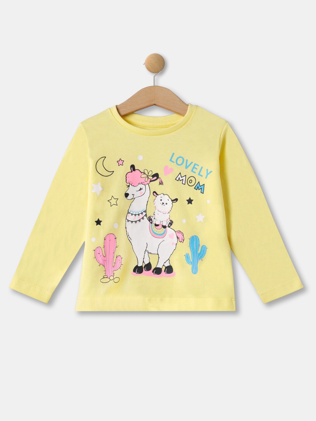 

R&B Girls Yellow Printed T-shirt