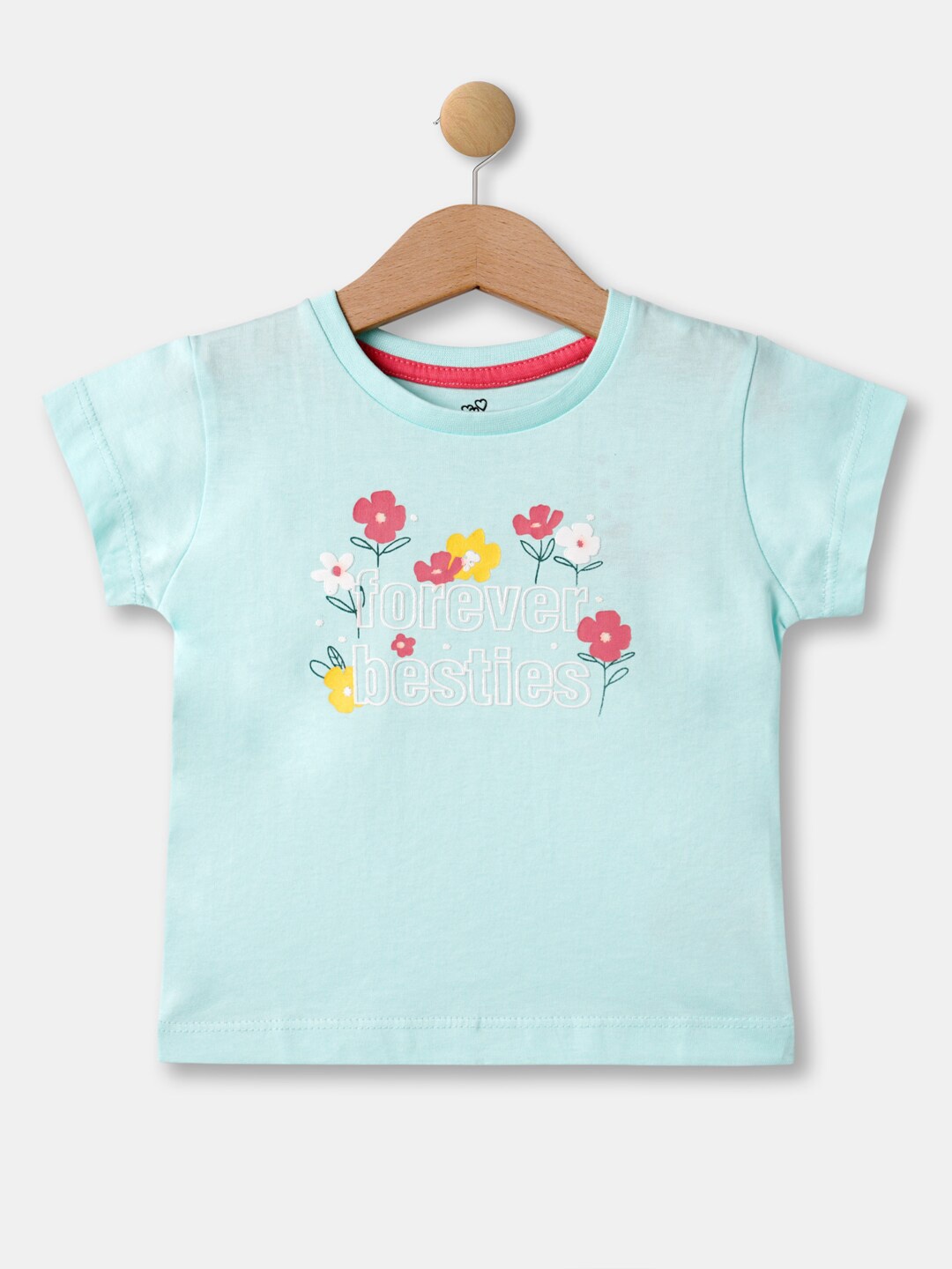 

R&B Girls Blue Floral Printed Cotton T-shirt