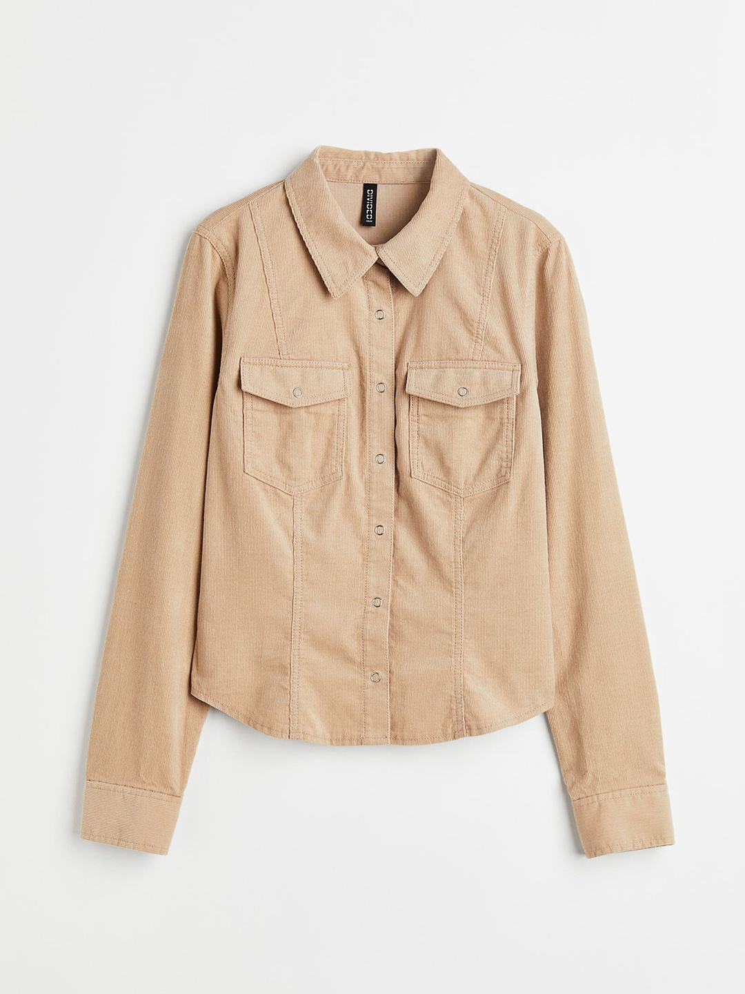 

H&M Women Beige Fitted Shirt
