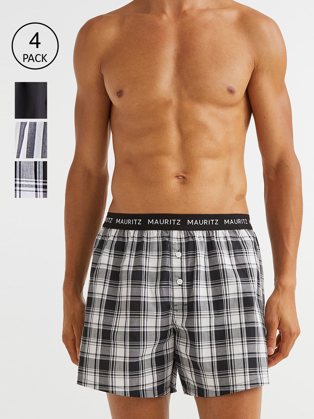 

H&M Men 3-Pack Woven Cotton Boxer Shorts, Black