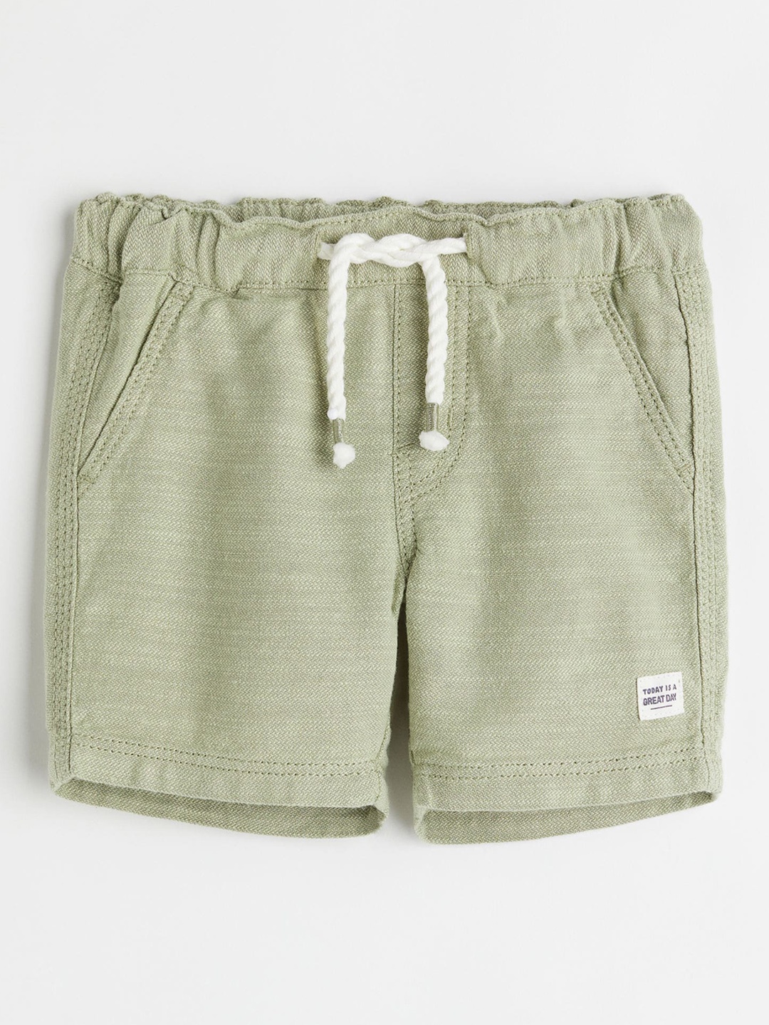 

H&M Boys Green Slub-weave shorts