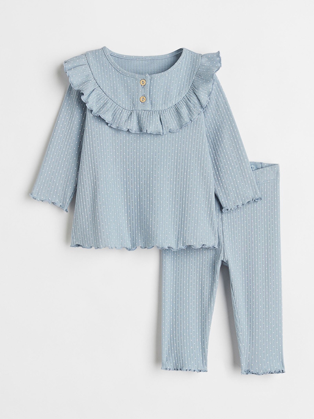 

H&M Girls 2 Piece Ribbed Cotton Set, Blue
