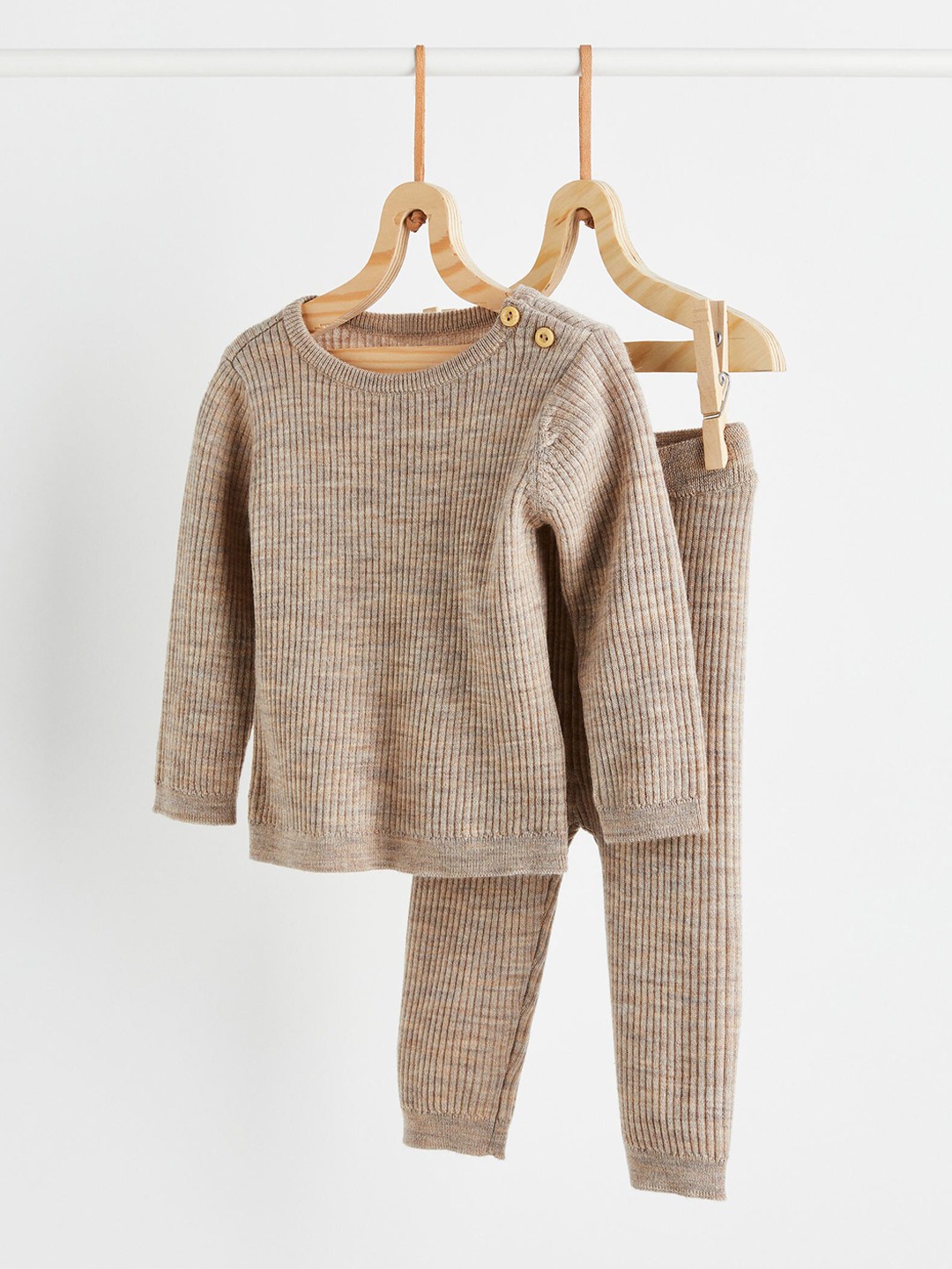 

H&M Girls Beige 2-Piece Merino Wool Set