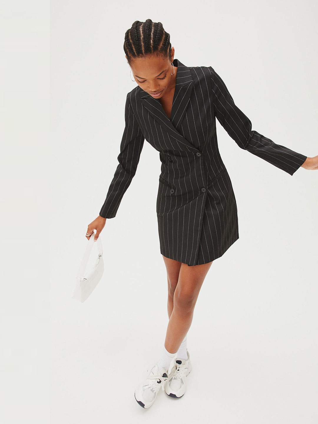 

H&M Women Black Double-Breasted Blazer Dress