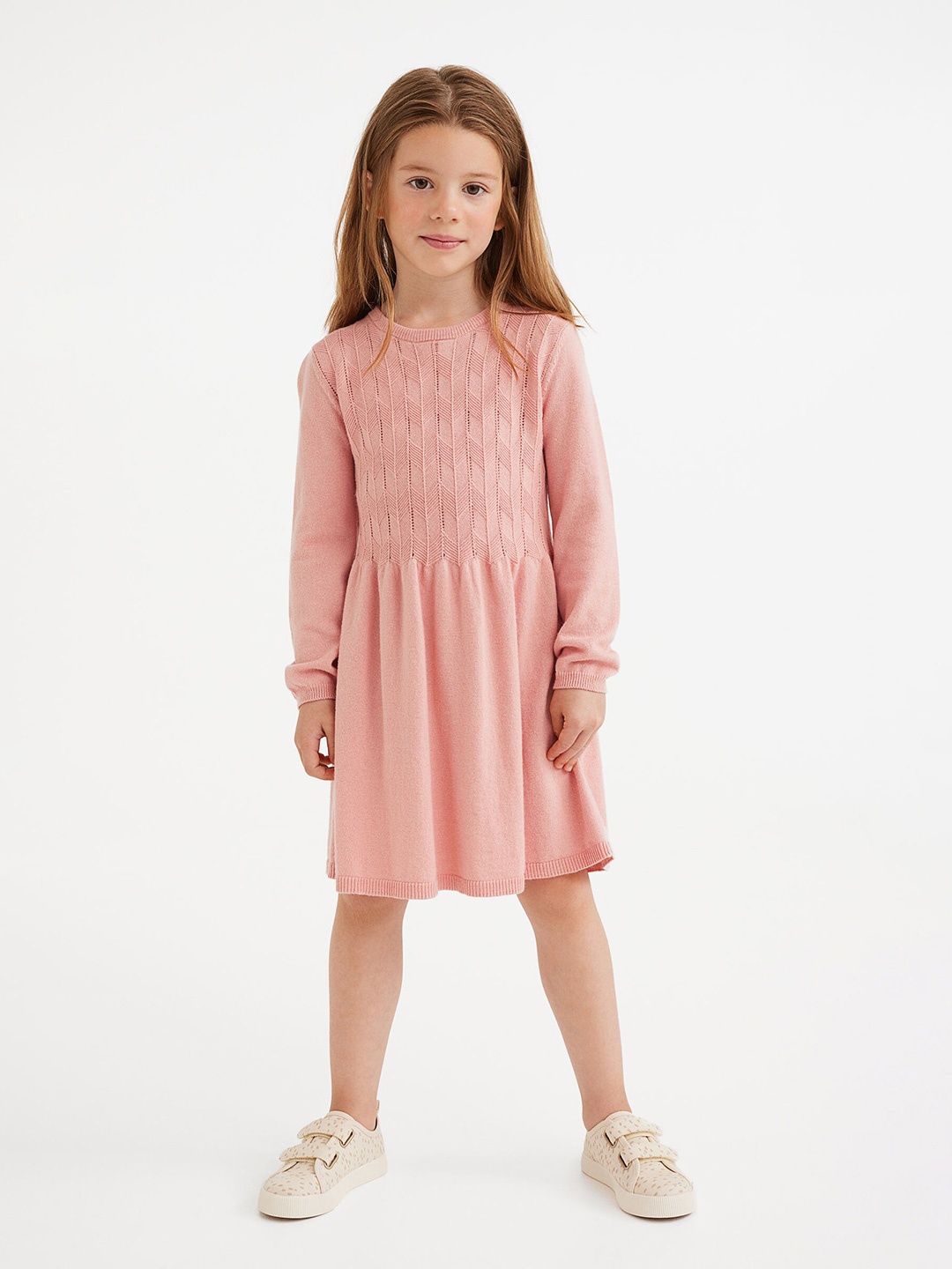 

H&M Girls Pink Textured-Knit Dress