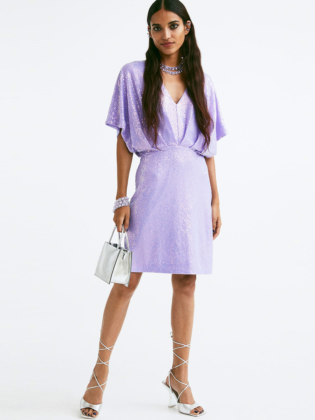 

H&M Woman Purple Sequined A-Line Dress