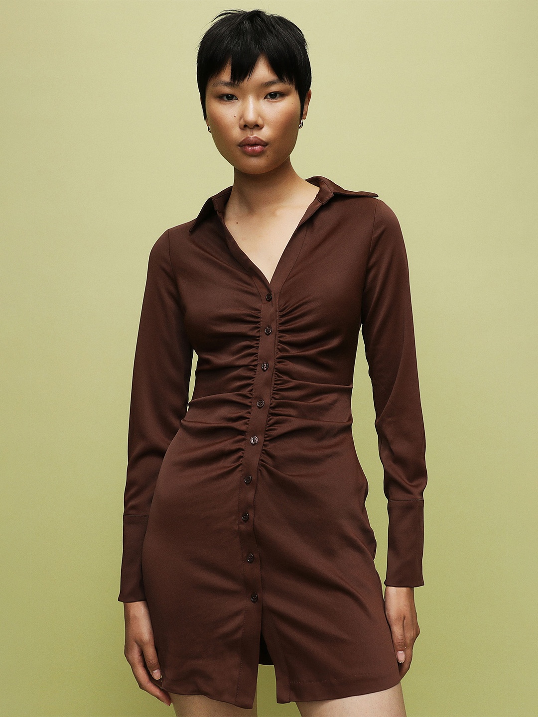 

H&M Brown Draped Crepe Dress