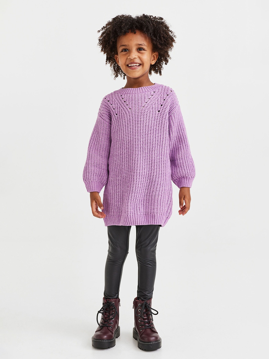 

H&M Girls Black & Purple Solid Clothing Set