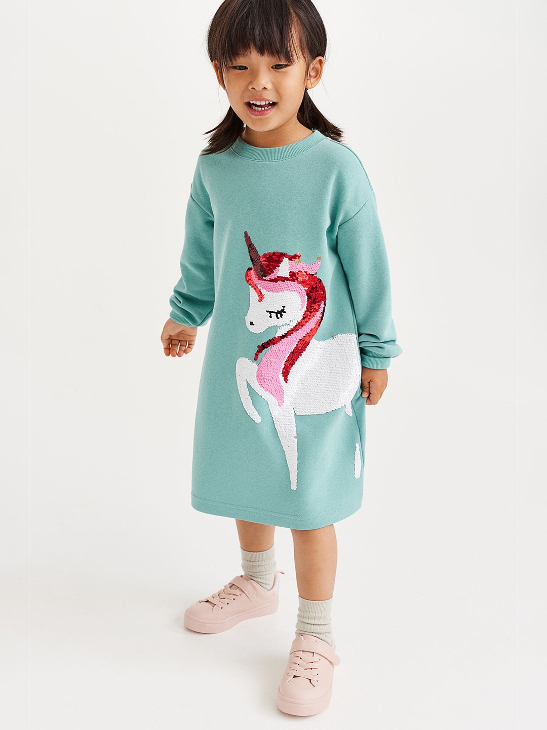 

H&M Girls Turquoise Blue Sweatshirt Dress