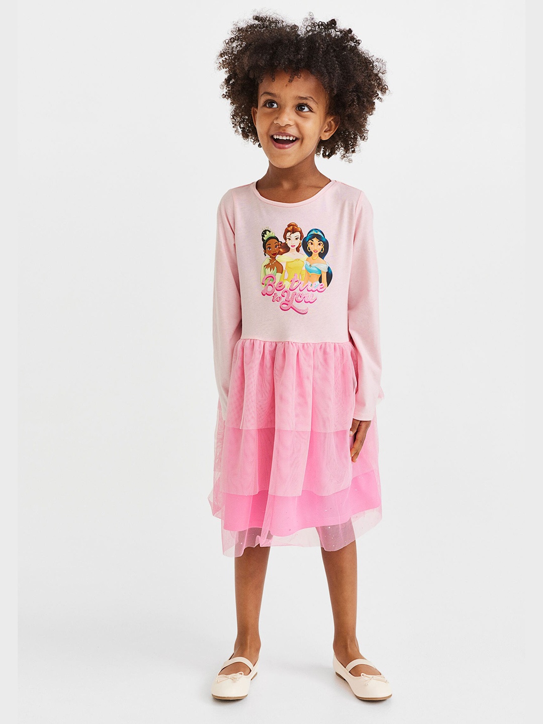 H&M Girls Pink Cotton Tulle-Skirt Dress