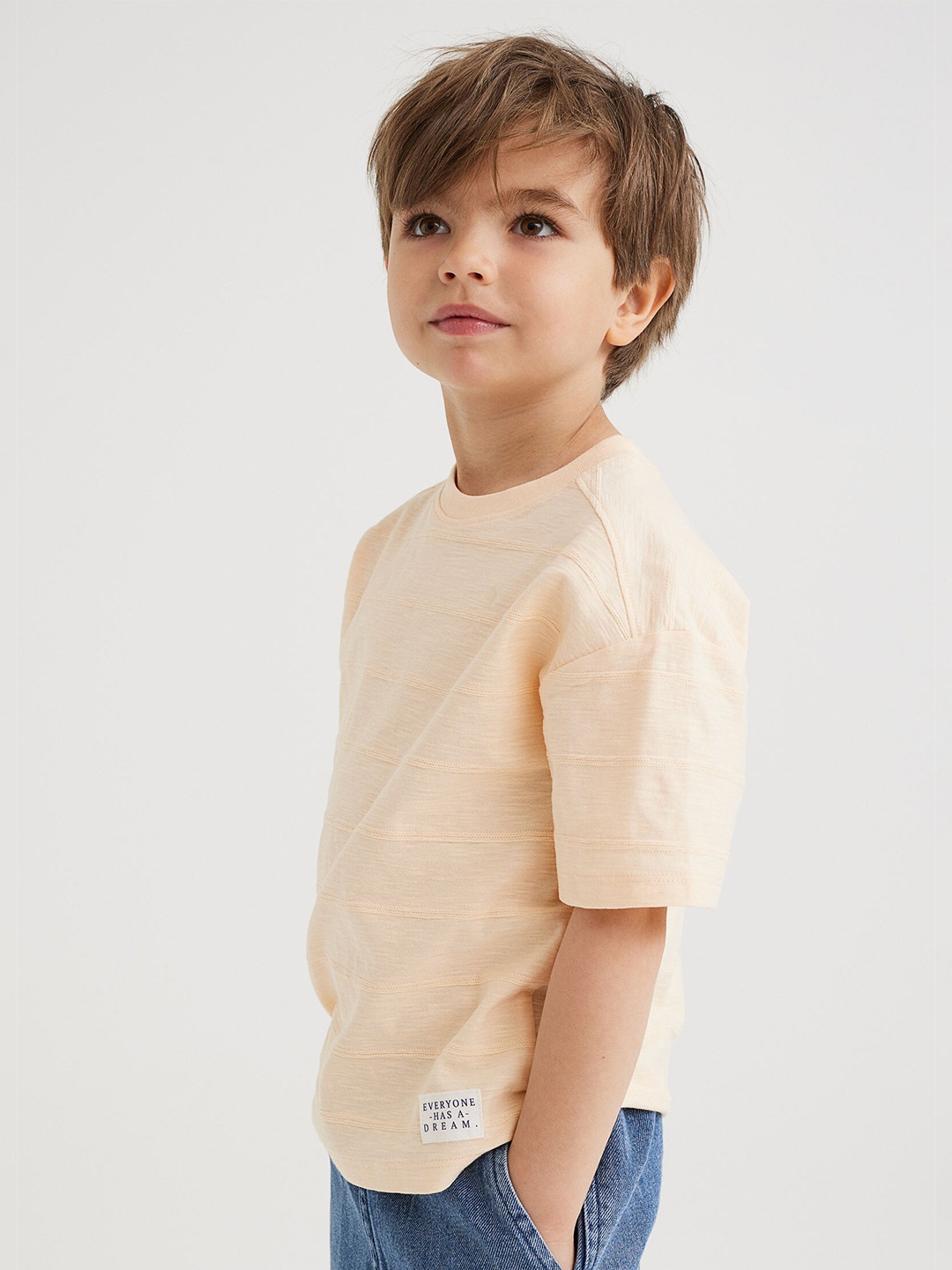 

H&M Boys Yellow Oversized Slub Cotton T-shirt