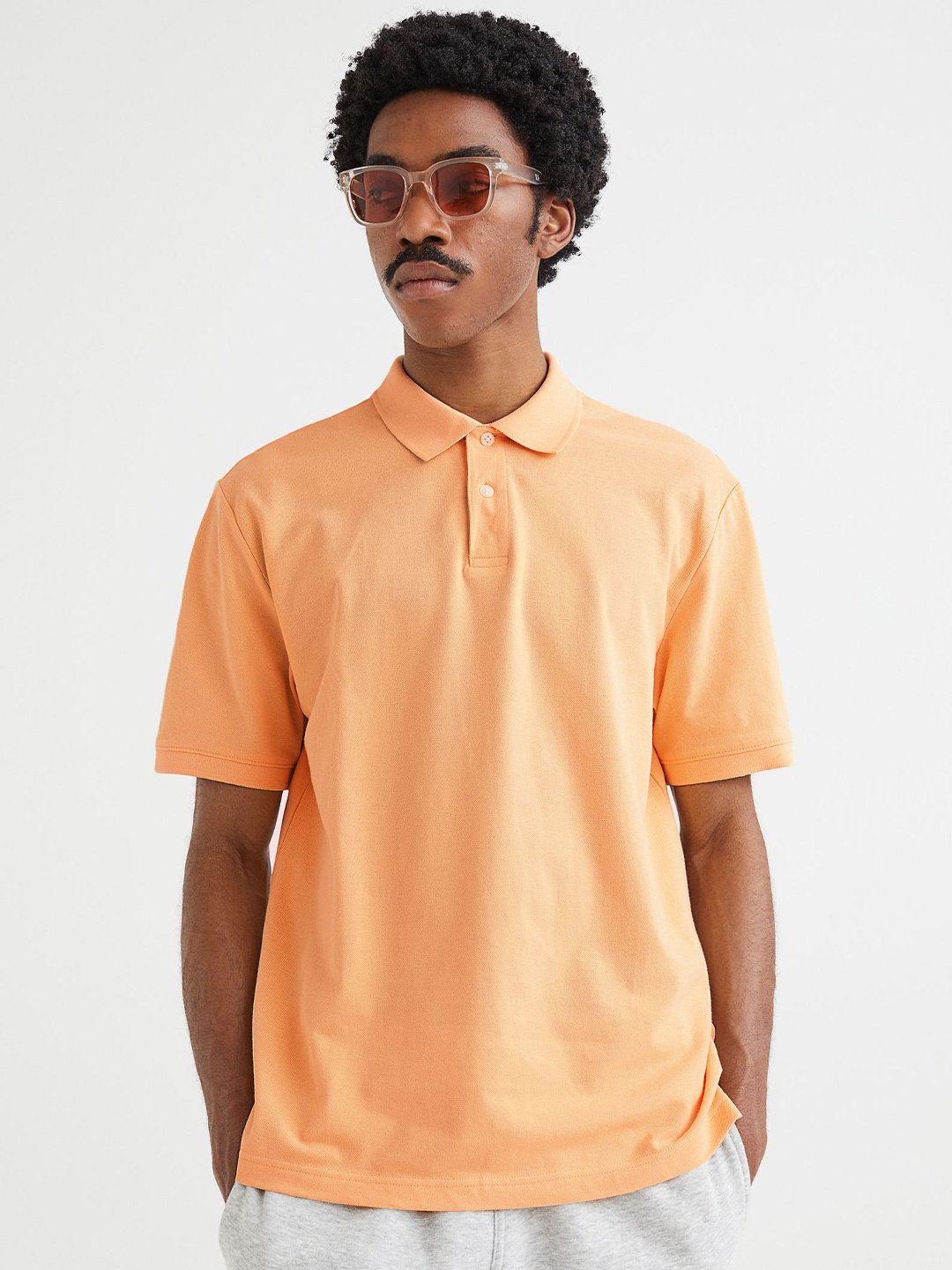 

H&M Men Orange Polo Collar T-shirt