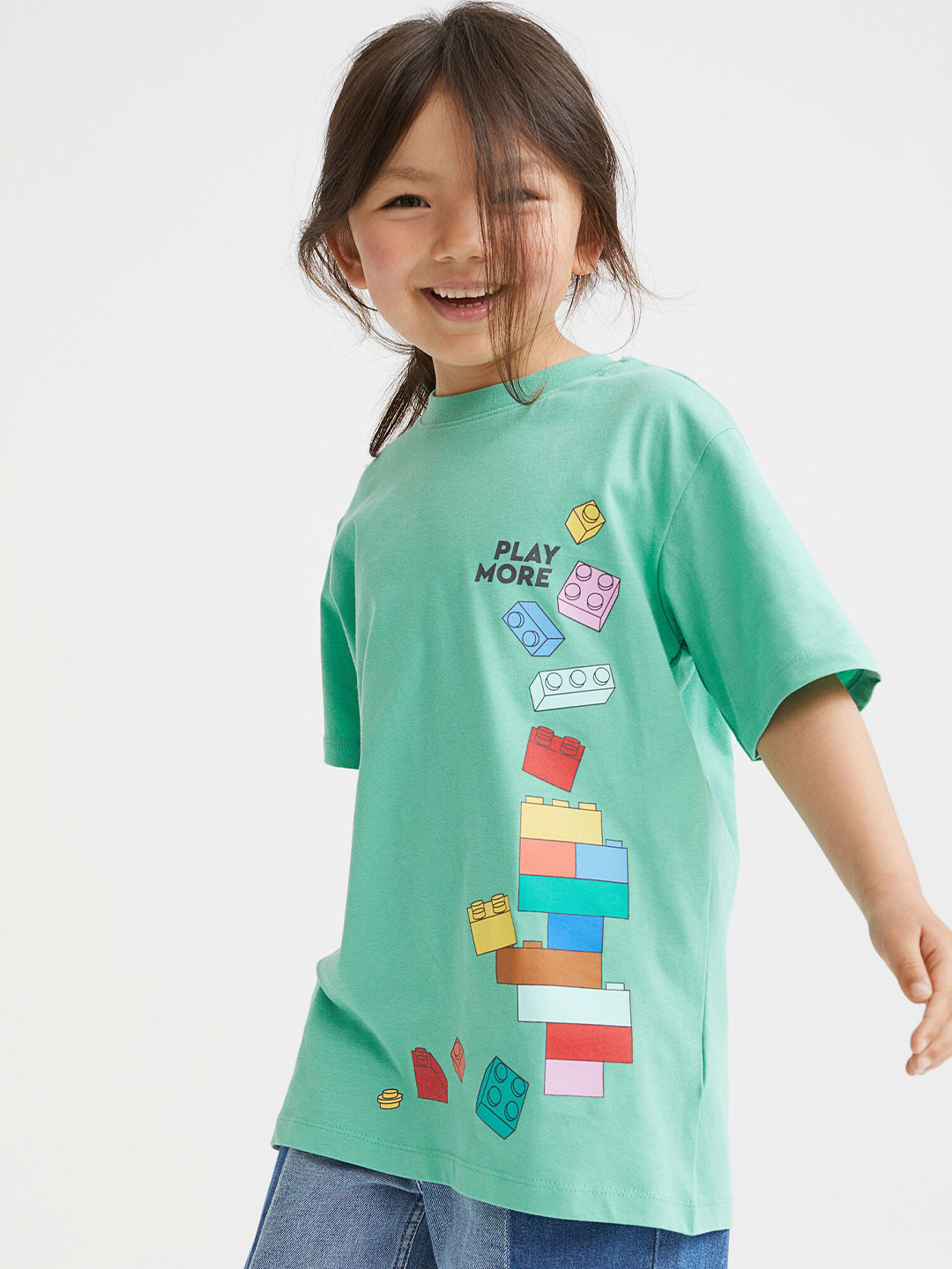 

H&M Girls Green Printed T-shirt