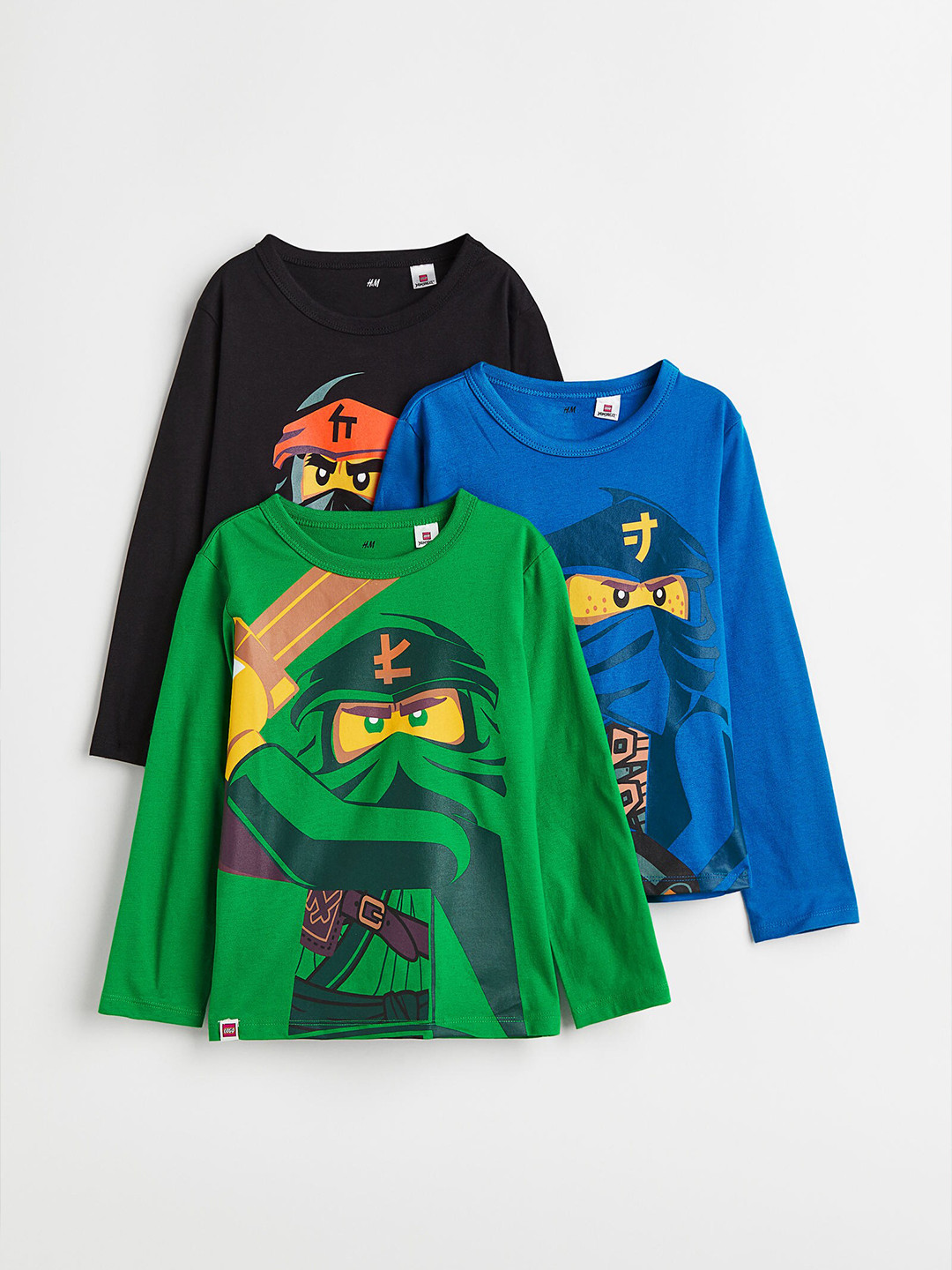 

H&M Boys Pack Of 3 Printed Pure Cotton Tops, Black