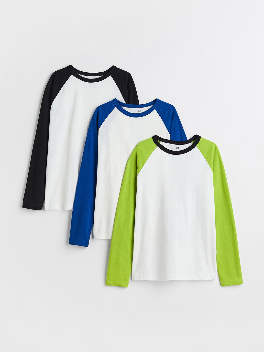 

H&M Boys White & Green Raw Edge Cotton T-shirt