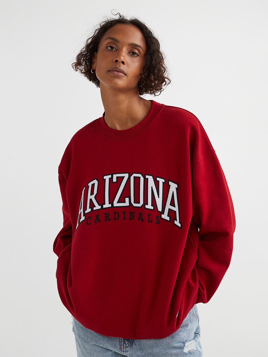 H&M Women Red Oversized Sweatshirt