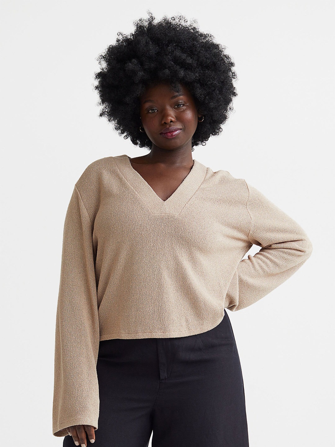 

H&M Woman Beige V-neck jumper
