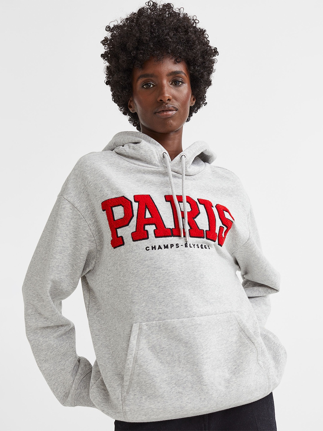 

H&M Women Grey Printed Hoodie