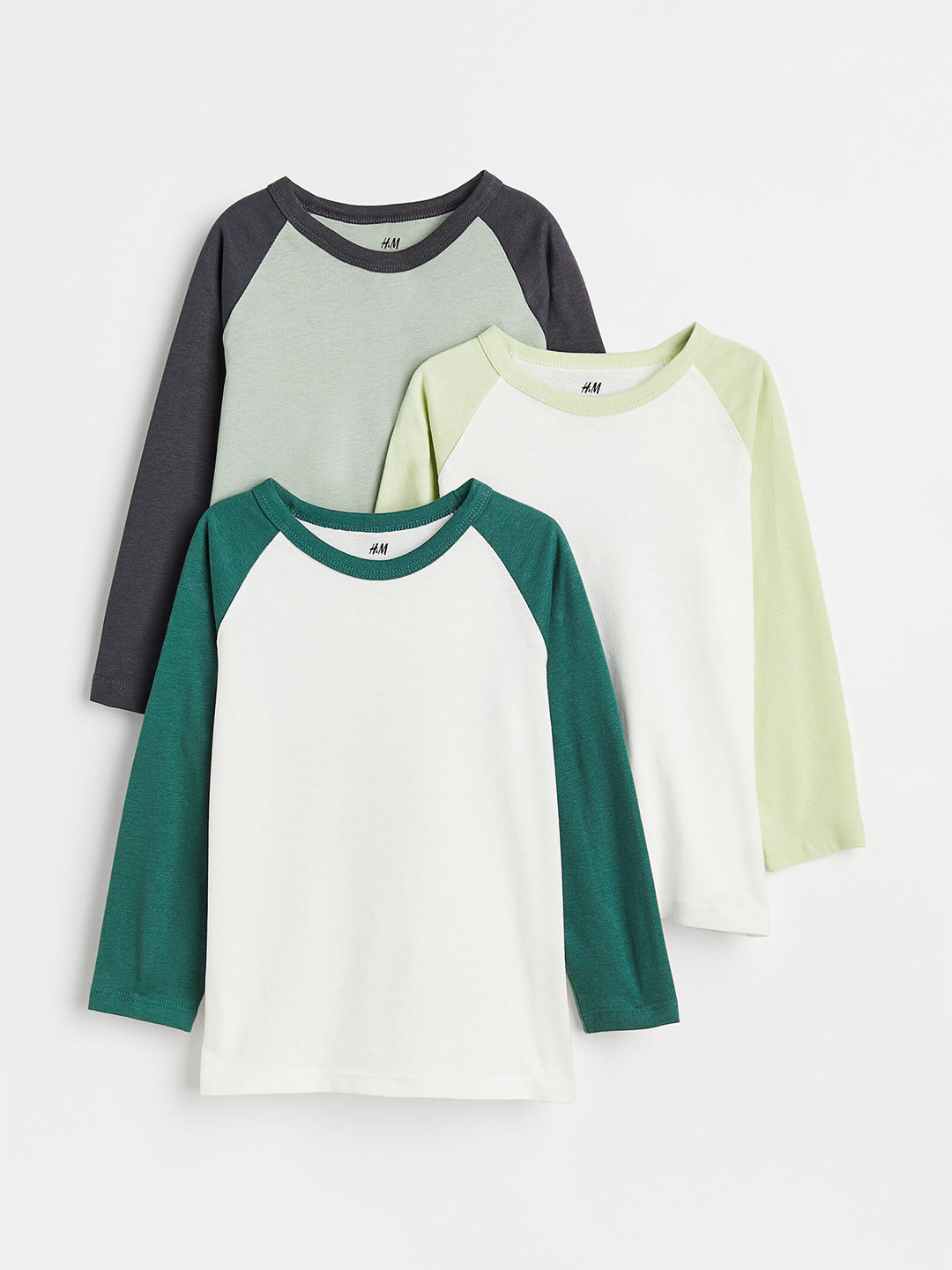 

H&M Boys 3-Pack Cotton Jersey Tops, Green