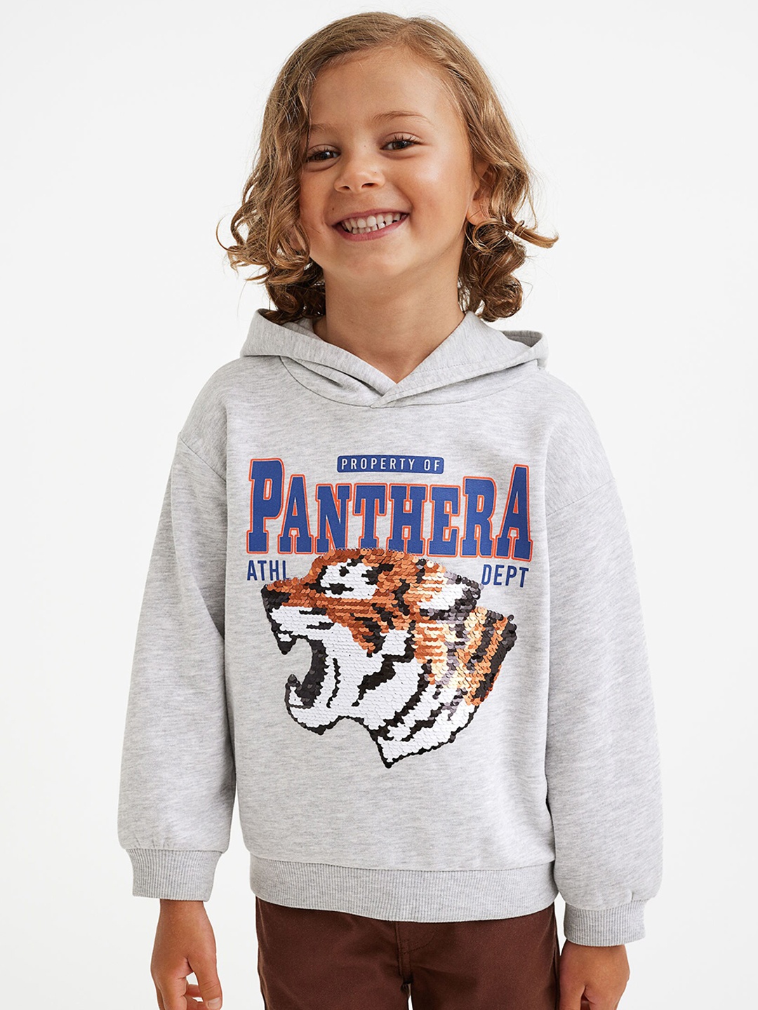 

H&M Boys Grey Reversible Sequin-Motif Hoodie
