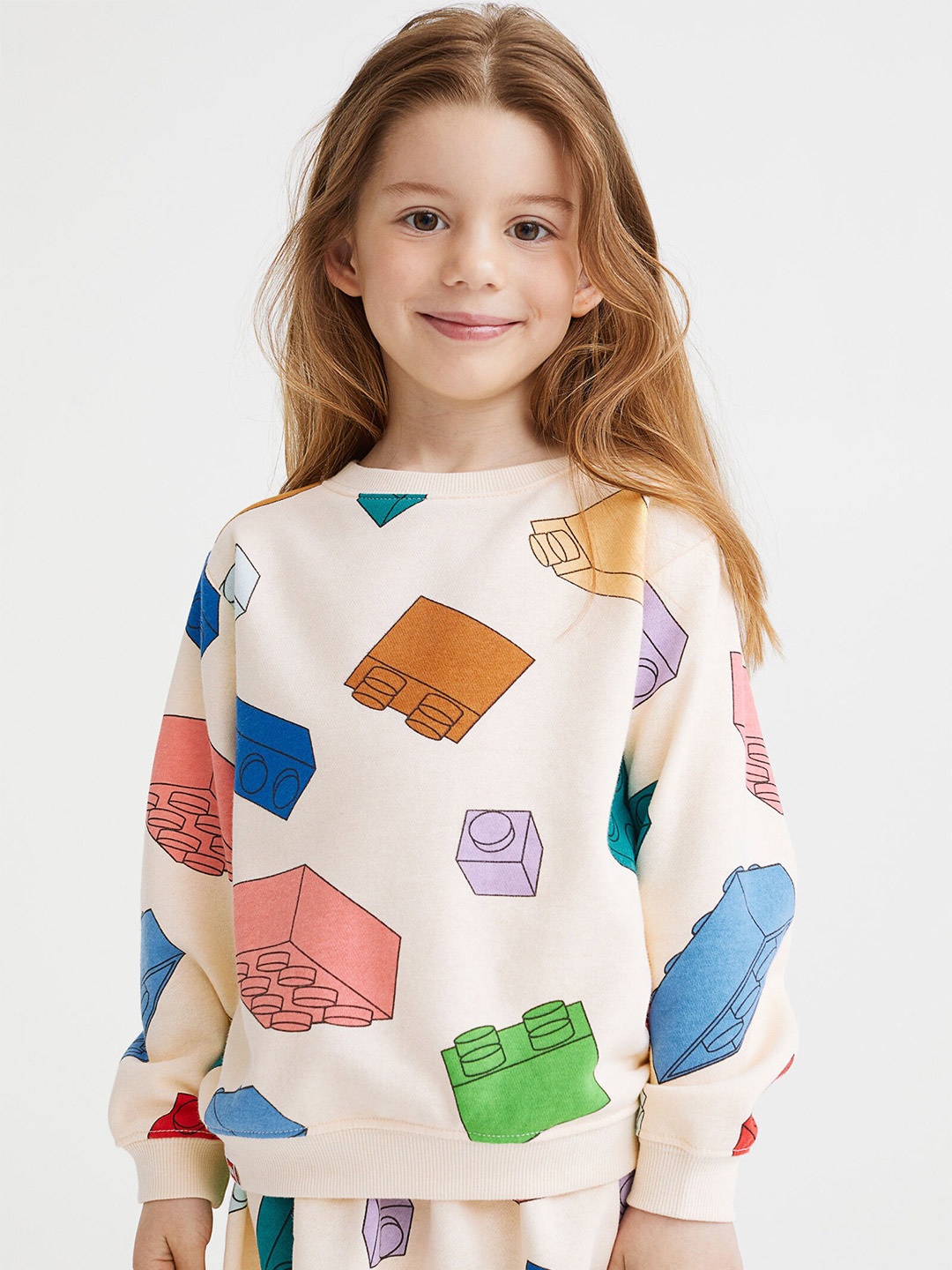 

H&M Girls Beige Printed Sweatshirt