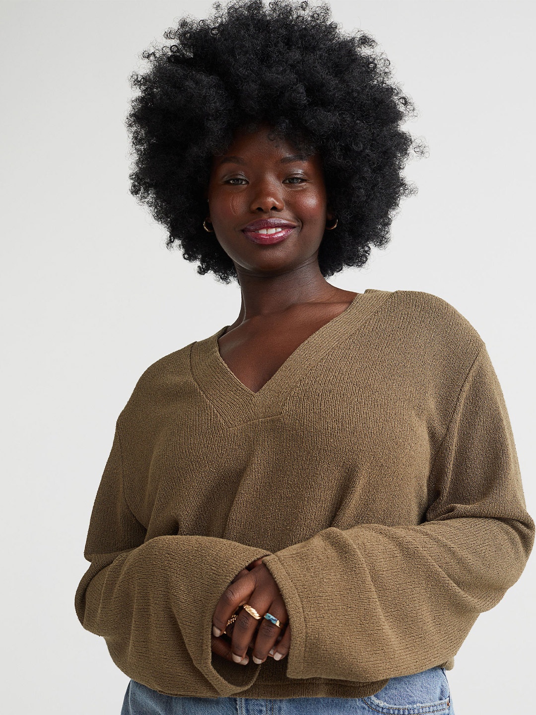 

H&M Woman Green V-neck jumper