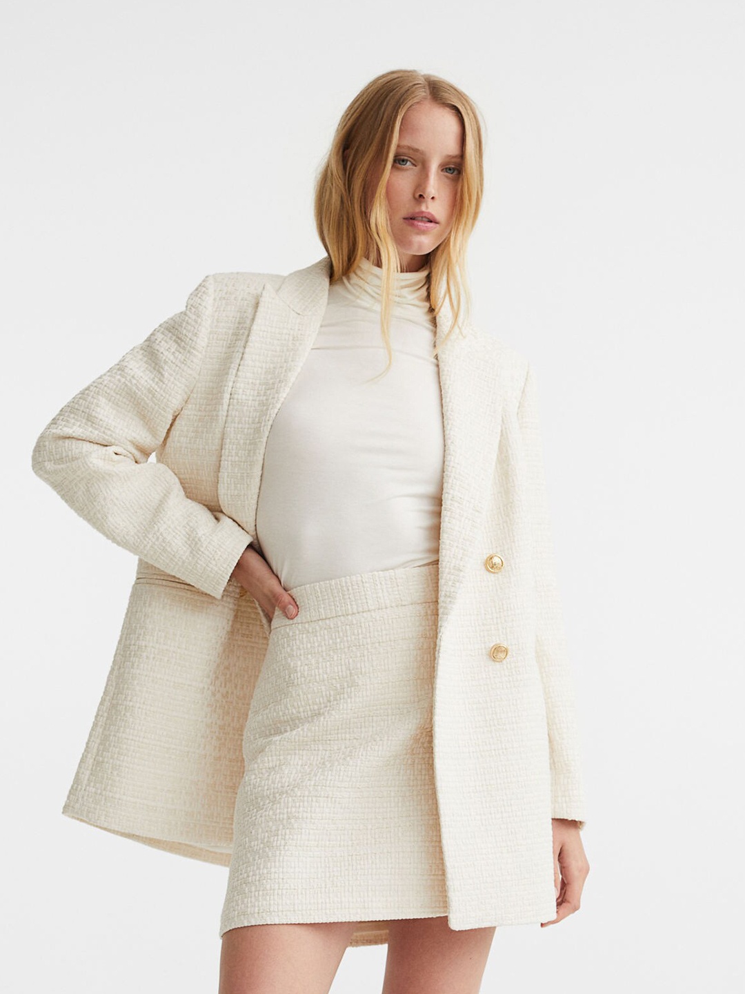 

H&M Woman White Polo-neck top