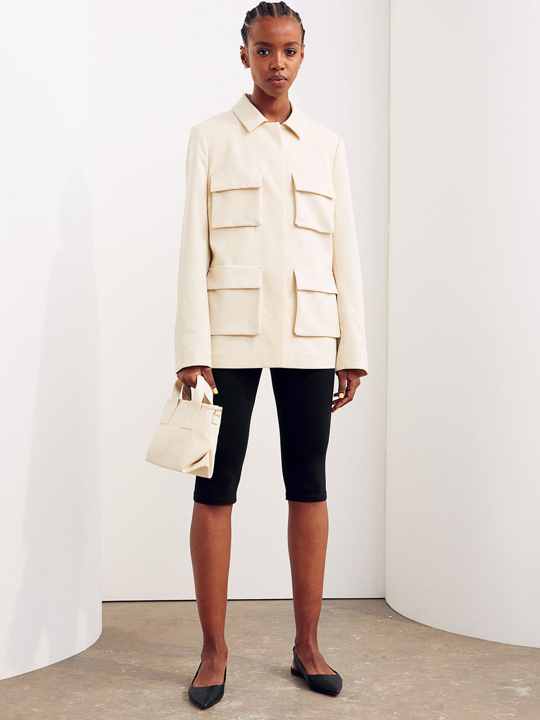

H&M Women White Boucl Jacket