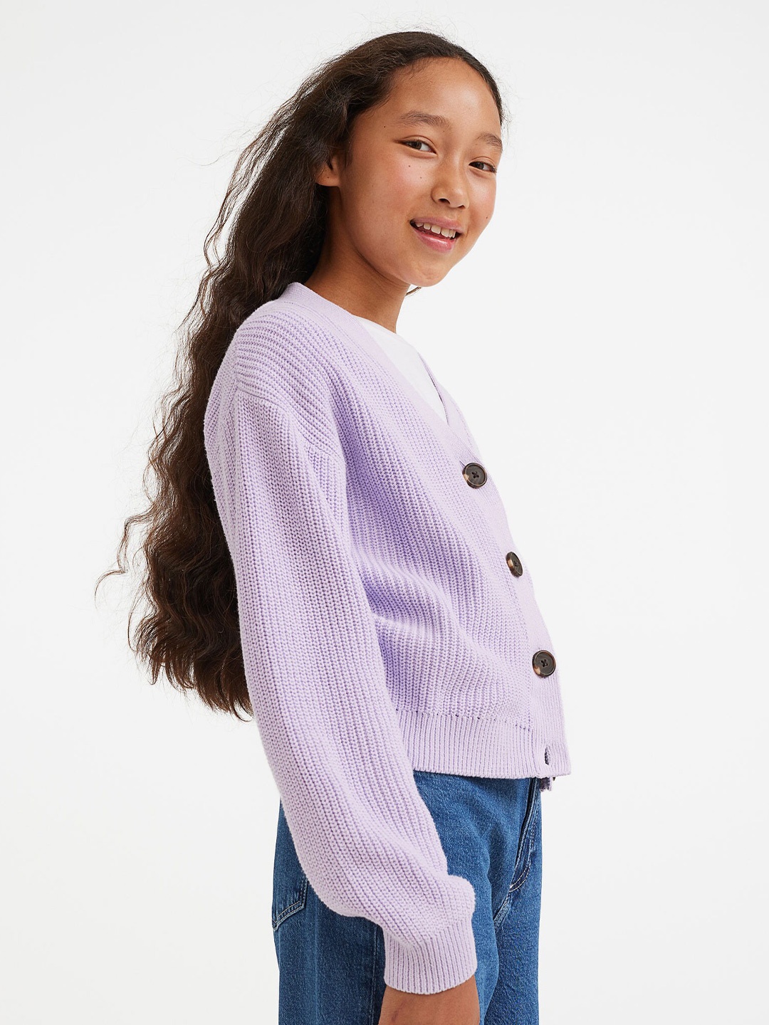 

H&M Girls Purple Knitted cardigan