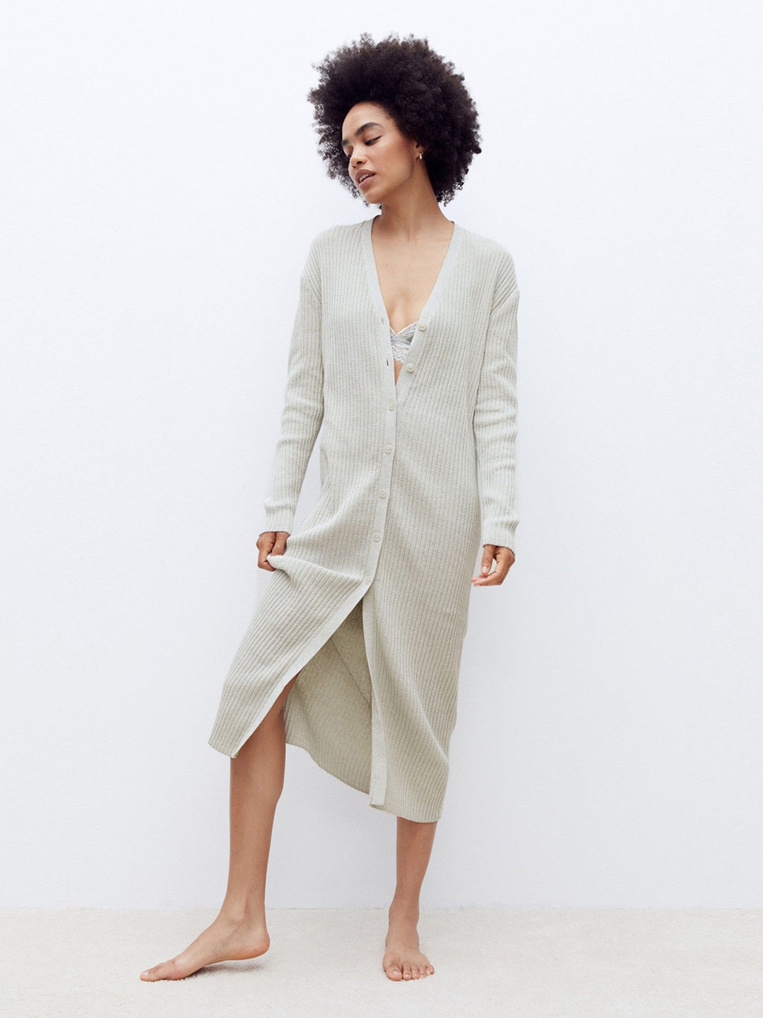 

H&M Women Green Long Cardigan