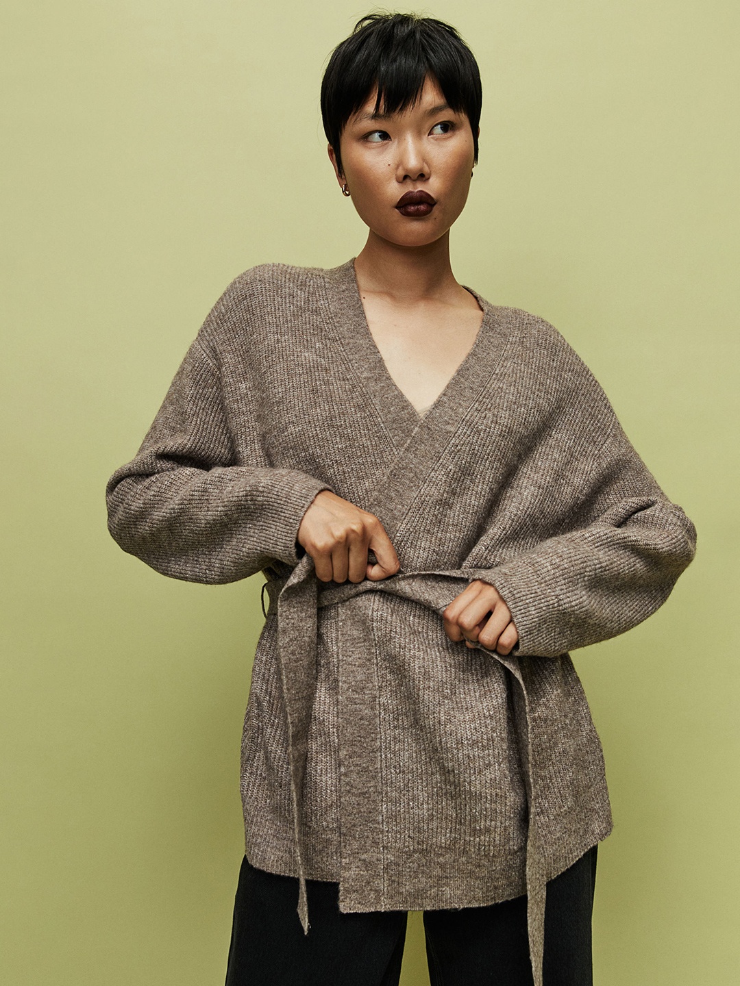 

H&M Women Brown Tie-Belt Cardigan