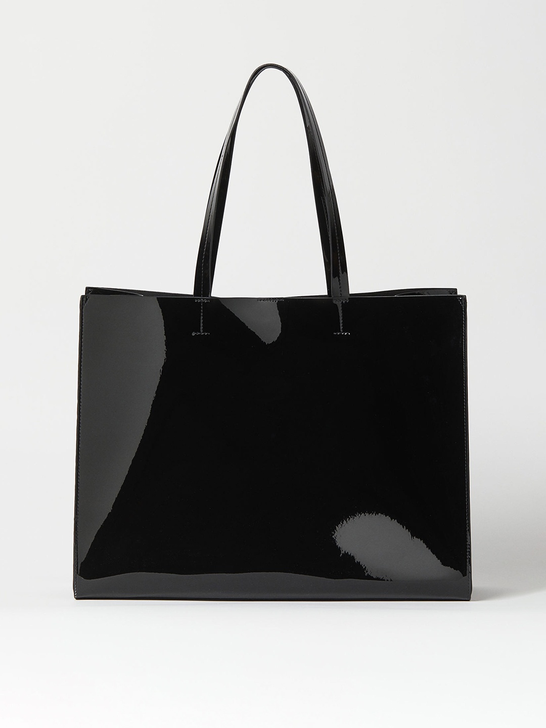 

H&M Women Black Patent Shopper