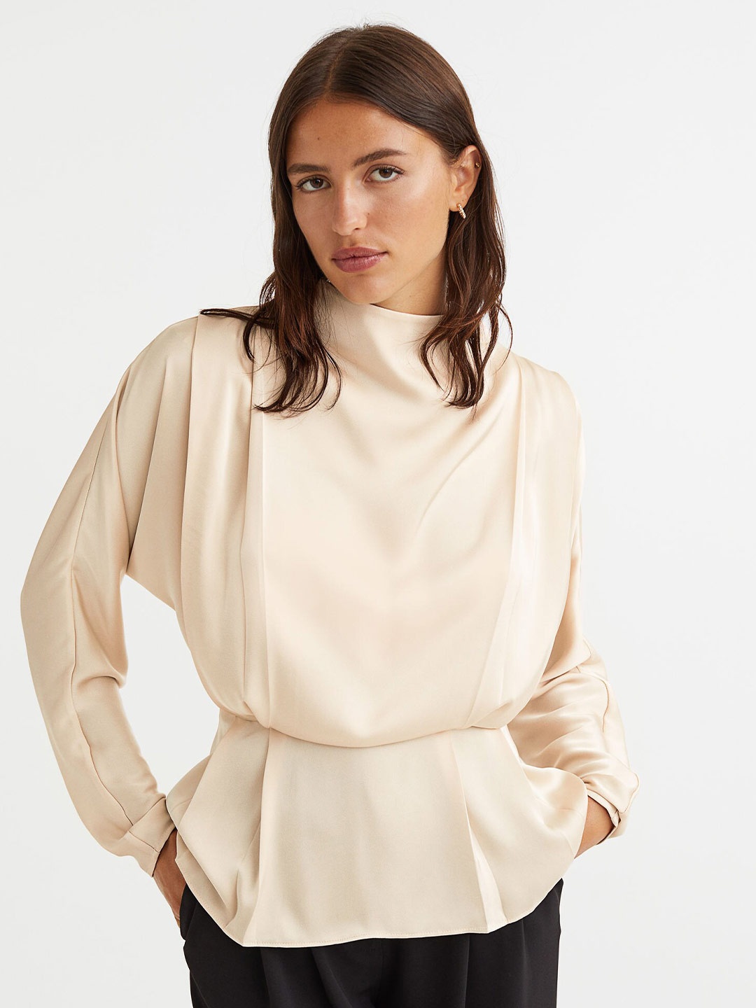 

H&M Women Beige Satin Blouse